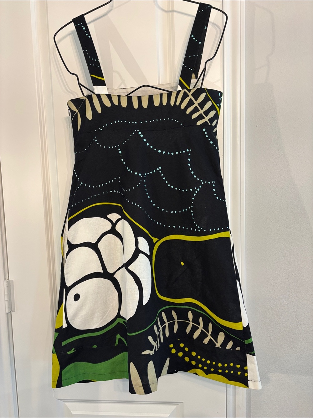 Marimekko Black Multi Color Abstract Pattern sleeveless SunDress. Size 6 - Picture 2 of 7